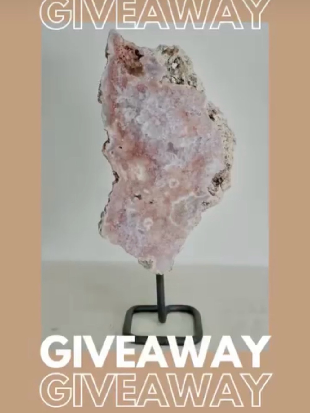 Pink Raw Agate Slice on Metal Stand
